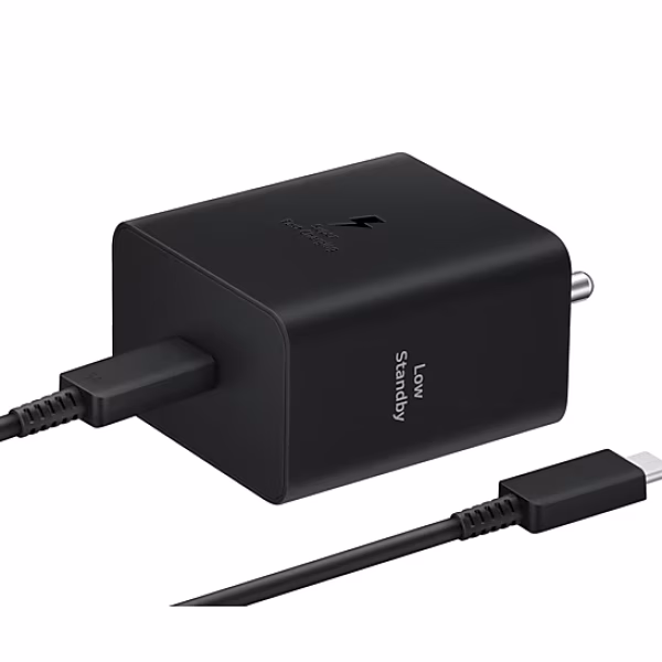 Samsung - 45W Power Adapter with Type C to C Cable, Compatible with Smartphone, Black