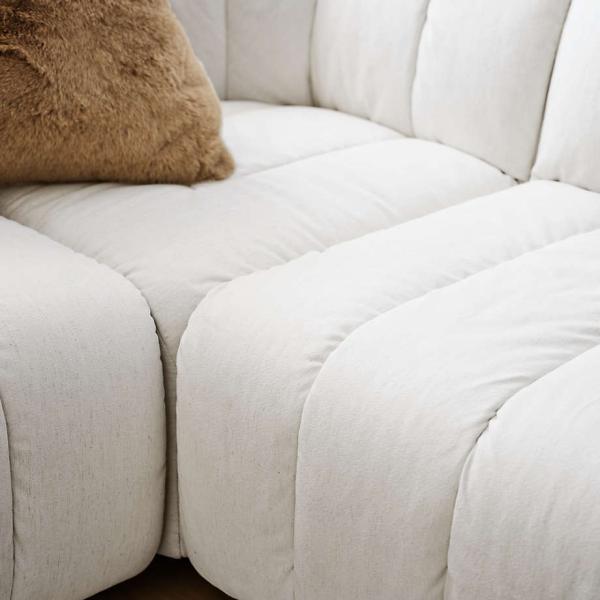 Crate&Bareel-Jade Heathered Ivory 4-Piece Kids Puffer Modular Sofa