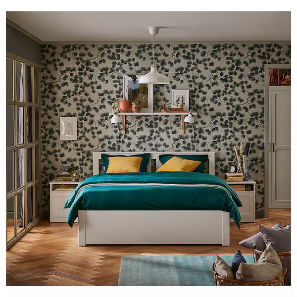 IKEA-Bed frame with 2 storage boxes, white