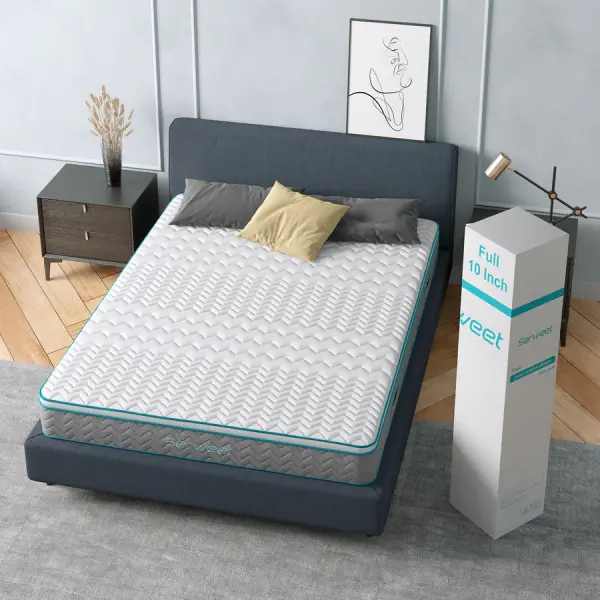 Overstock-14" Hybrid Mattress – Bamboo Charcoal Gel Memory Foam & 7-Zone Pocket Coil Support, Medium Firm, 100-Night Trial