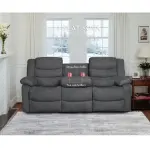 Overstock-Modern 3-Piece Manual Reclining Living Room Sofa Set with Dropdown Table and Console