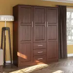 Overstock-Palace Imports 100% Solid Wood Cosmo 3-Door Wardrobe Armoire with Solid Wood or Mirrored Doors