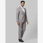 Raymond-Men Grey Checks Contemporary Fit Polyester Blend Suit