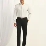 BLACKBERRYS-Slim Comfort B-95 Formal Black Solid Trouser - Oak