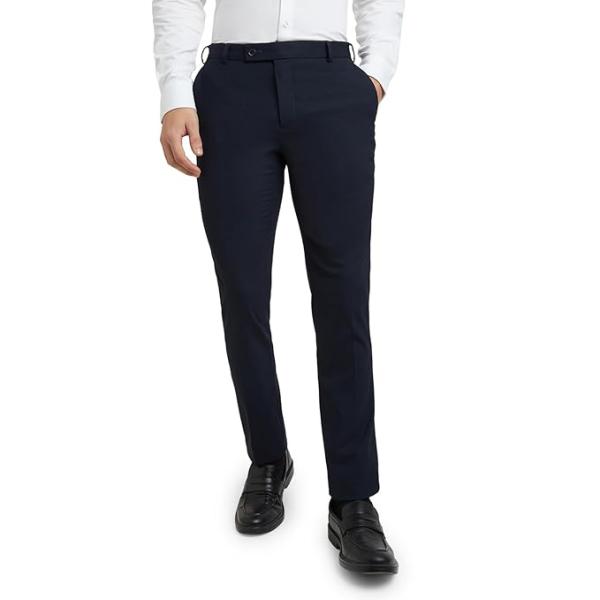 Raymond-Men Blue Checks Slim Fit Polyester Blend Trouser