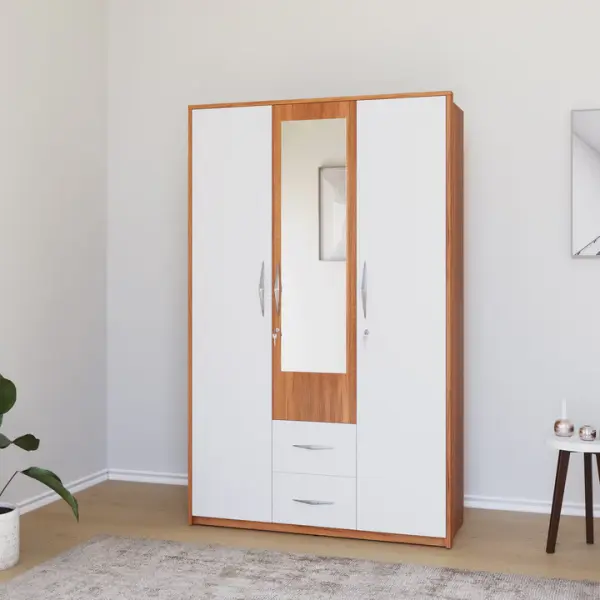 Nilkamal-Eternal 3 Door Wardrobe with Mirror (Teak Finish)