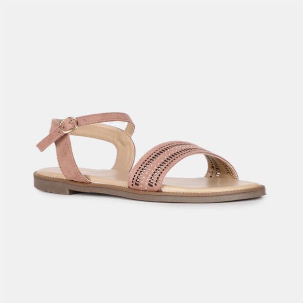 Bata pink open toe flat slippers for women