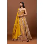 SEASONS-Mustard Georgette Zari Woven Gown With Zardosi