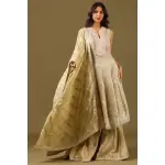 SEASONS-MUSTARD LIME GREEN SHARARA PANT SET AND A LONG KURTA TOP WITH ALL OVER PATTERNED EMBROIDERY PAIRED WITH A MATCHING DUPATTA AND CRYSTAL EMBELLISHMENTS.