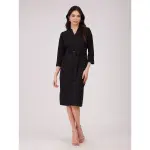 FableStreet-Panelled Sheath Dress - Black